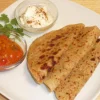 Paneer Parantha (2pcs) + Curd + Pickle + Sauce